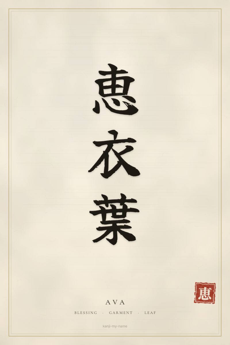 Ava in kanji: 恵衣葉 — artistic ateji
