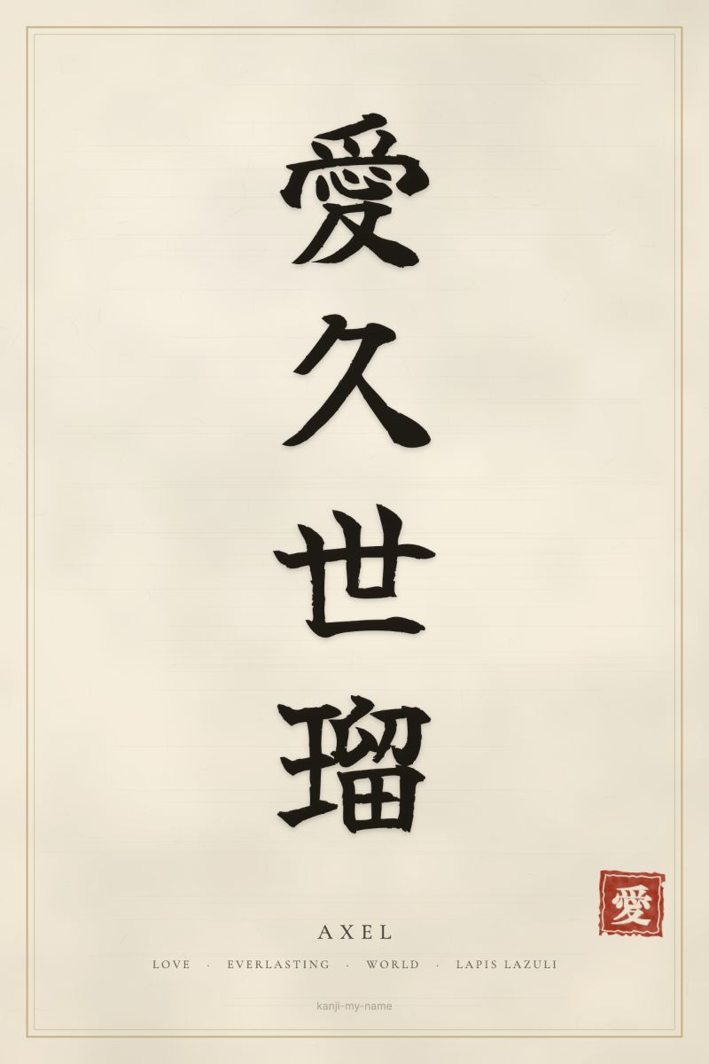 Axel in kanji: 愛久世瑠 — artistic ateji