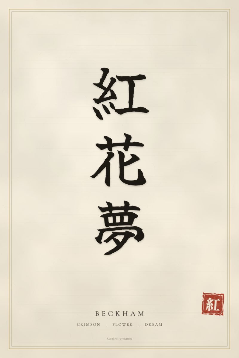 Beckham in kanji: 紅花夢 — artistic ateji