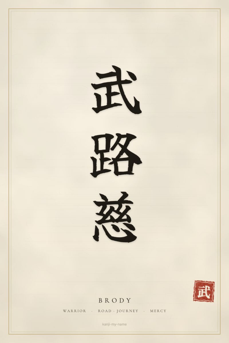 Brody in kanji: 武路慈 — artistic ateji