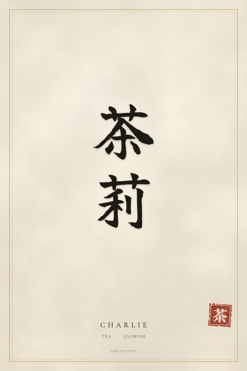 Charlie in kanji: 茶莉 — artistic ateji
