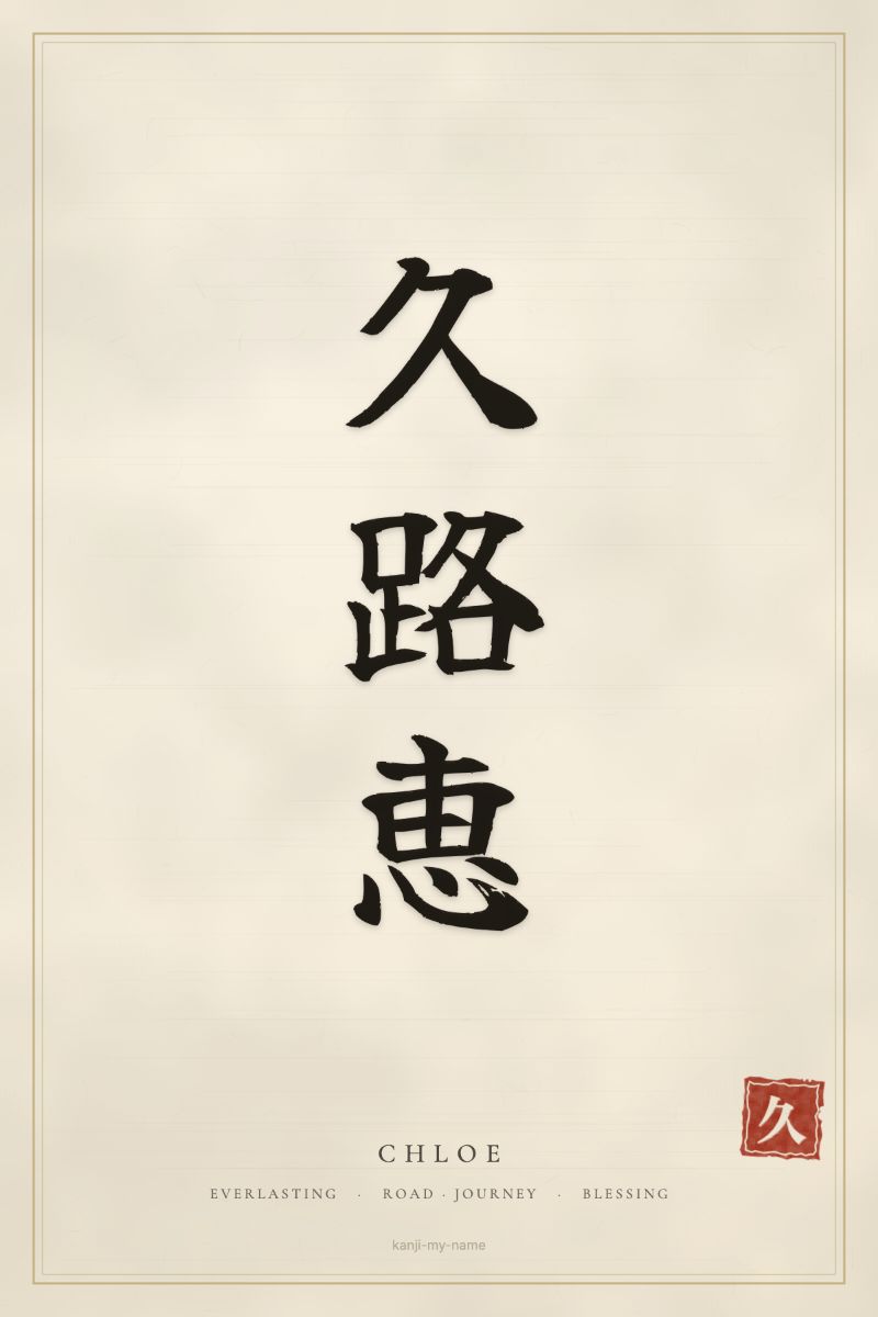 Chloe in kanji: 久路恵 — artistic ateji