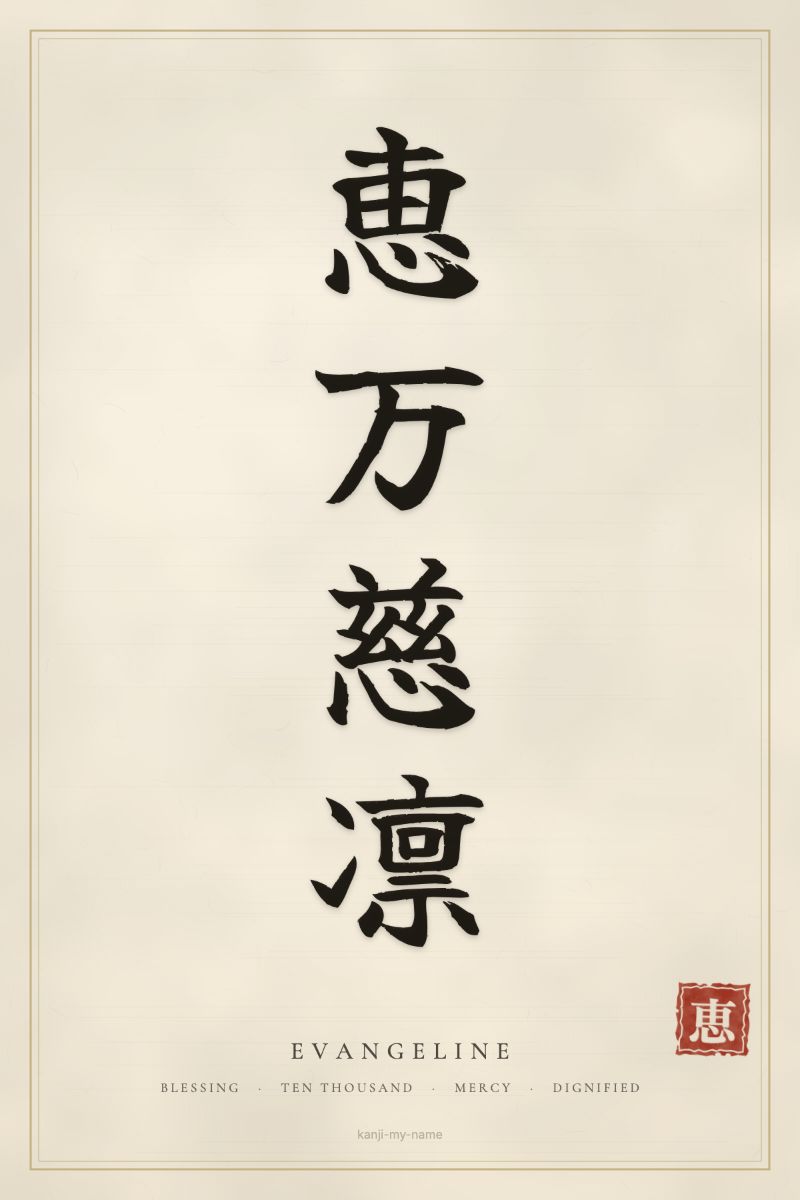 Evangeline in kanji: 恵万慈凛 — artistic ateji