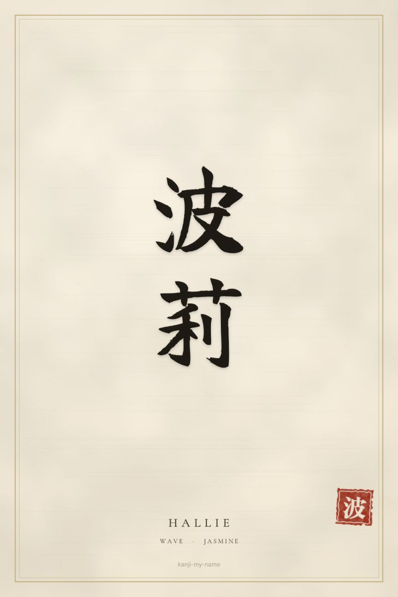 Hallie in kanji: 波莉 — artistic ateji
