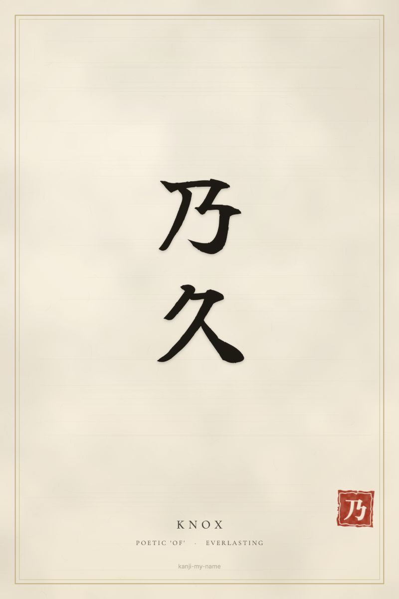 Knox in kanji: 乃久 — artistic ateji
