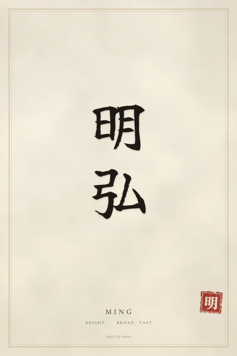 Ming in kanji: 明弘 — artistic ateji