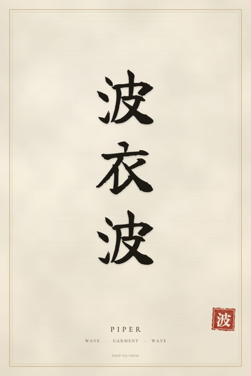 Piper in kanji: 波衣波 — artistic ateji