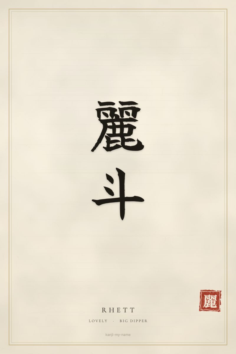Rhett in kanji: 麗斗 — artistic ateji