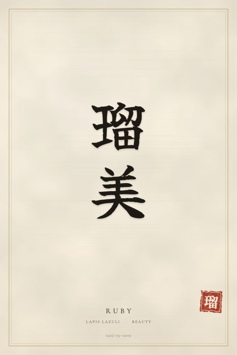 Ruby in kanji: 瑠美 — artistic ateji
