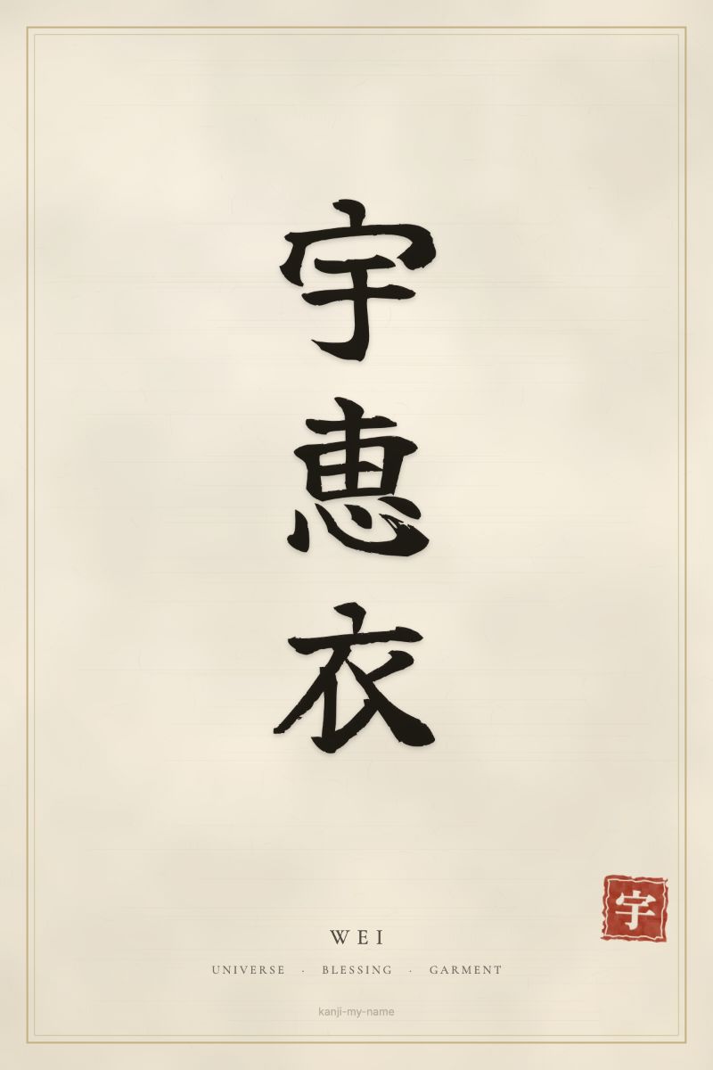 Wei in kanji: 宇恵衣 — artistic ateji