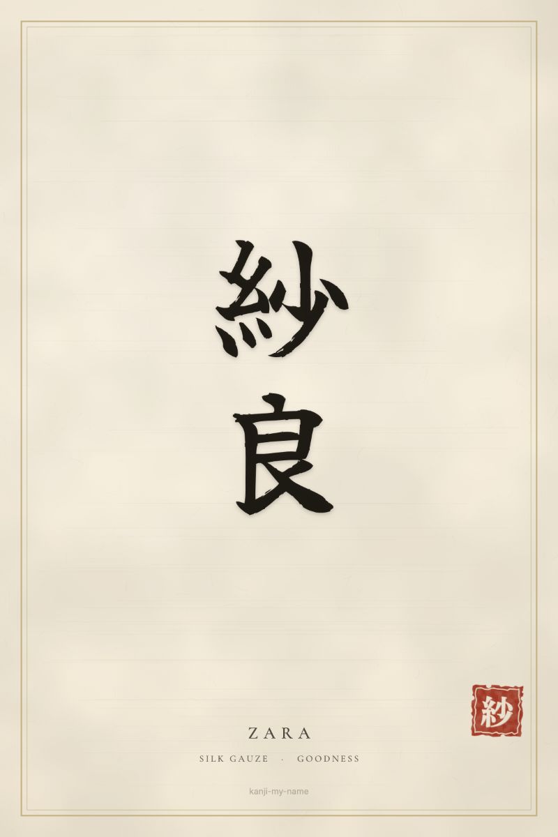 Zara in kanji: 紗良 — artistic ateji