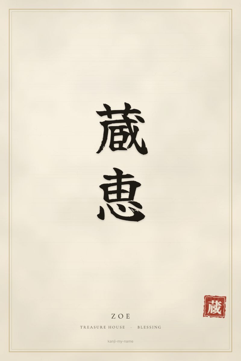 Zoe in kanji: 蔵恵 — artistic ateji